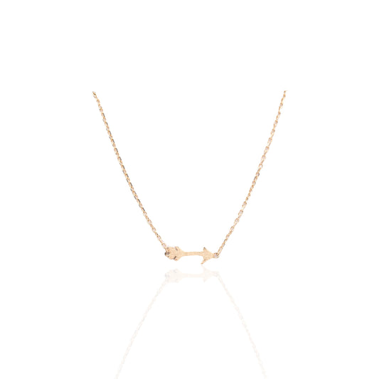 Dainty Arrow Necklace 14K Yellow Gold on Adjustable 15.75in-18in Diamond Cut Cable Chain