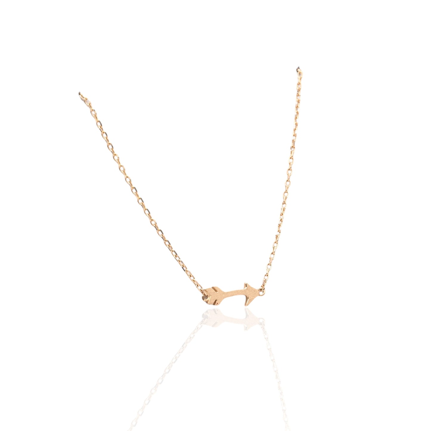 Dainty Arrow Necklace 14K Yellow Gold on Adjustable 15.75in-18in Diamond Cut Cable Chain