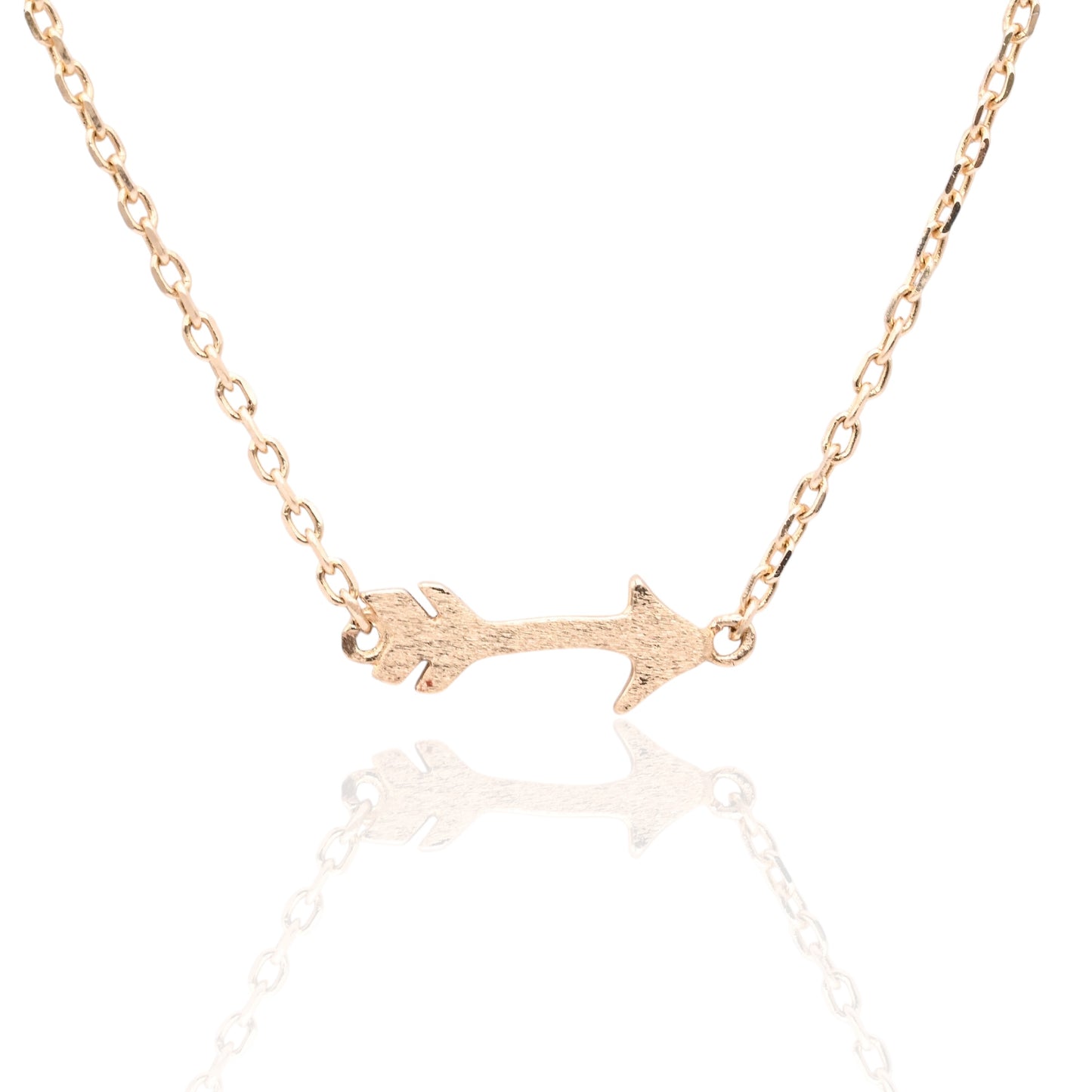 Dainty Arrow Necklace 14K Yellow Gold on Adjustable 15.75in-18in Diamond Cut Cable Chain