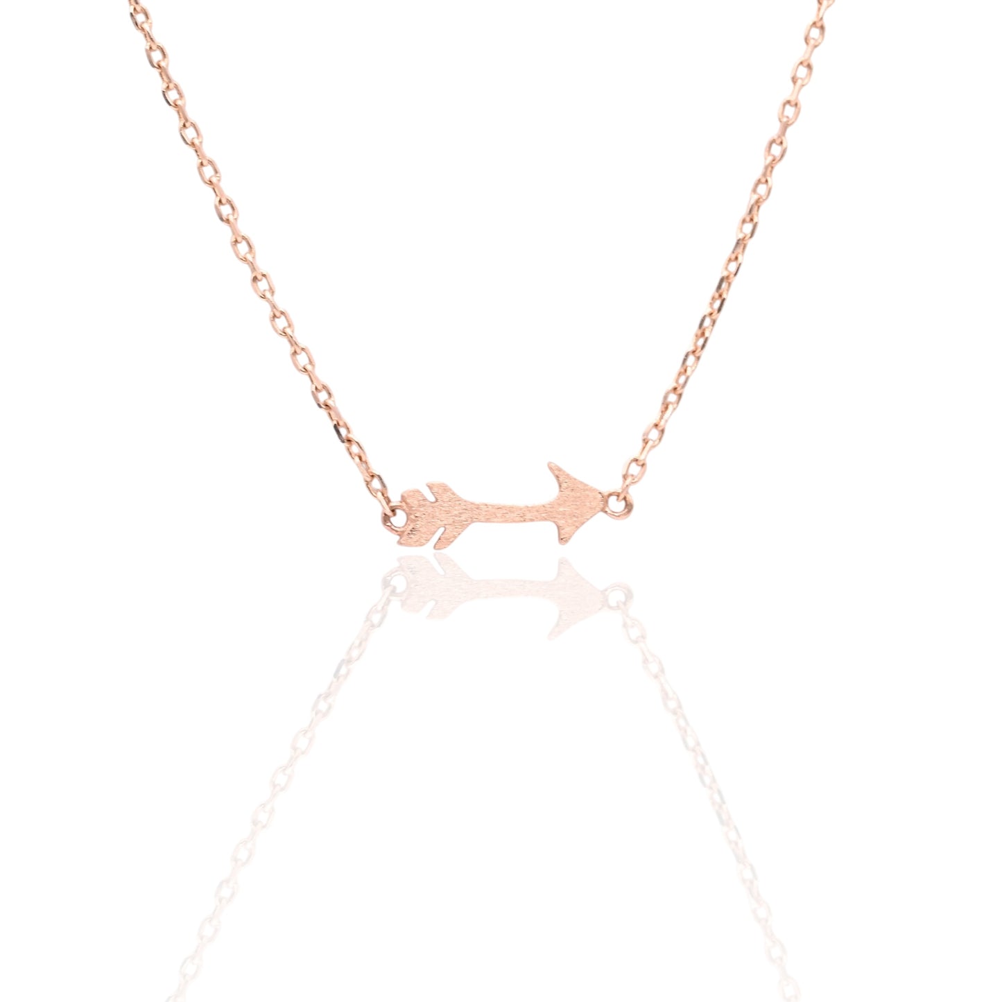 Dainty Arrow Necklace 14K Rose Gold on Adjustable 15.75in-18in Diamond Cut Cable Chain