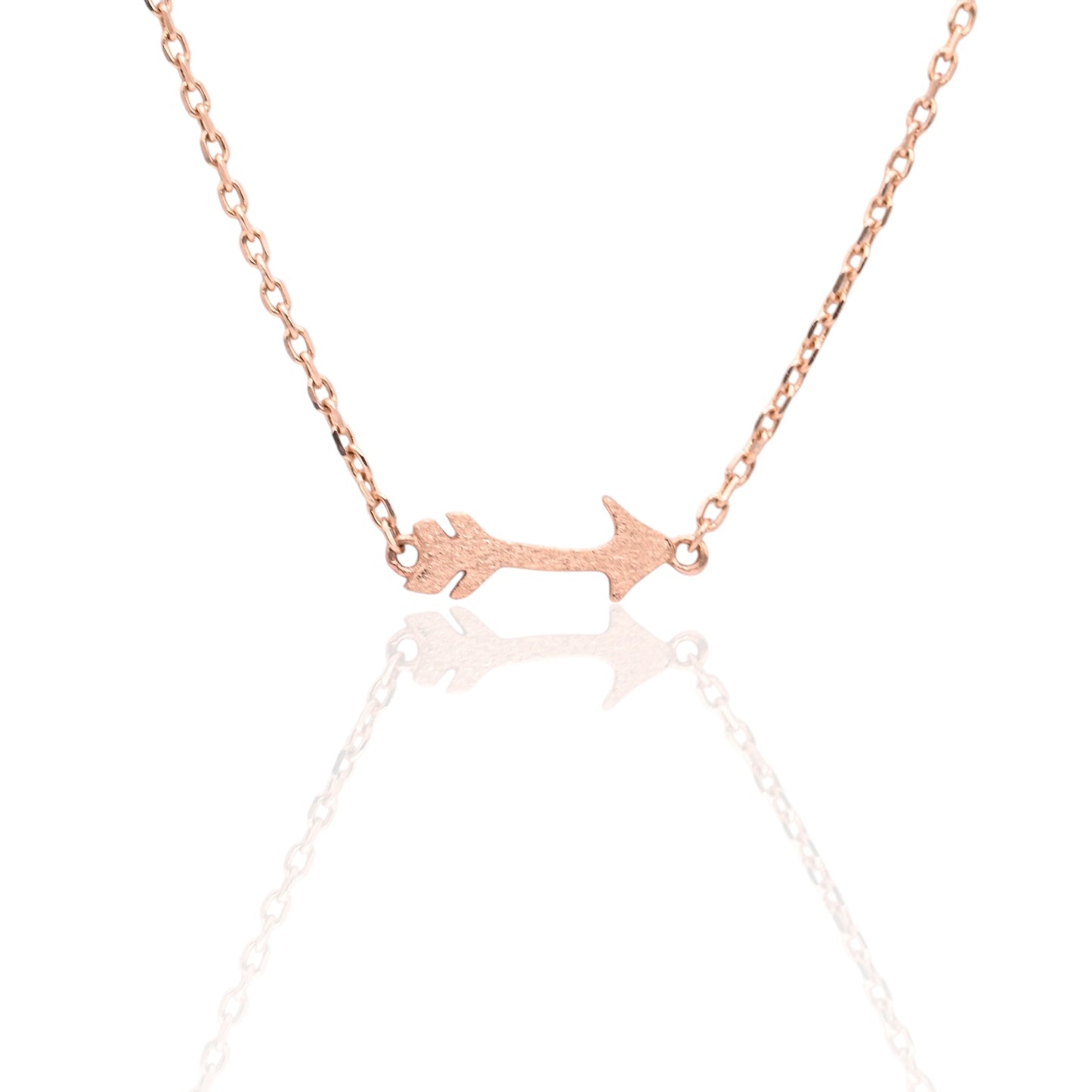 Dainty Arrow Necklace 14K Rose Gold on Adjustable 15.75in-18in Diamond Cut Cable Chain