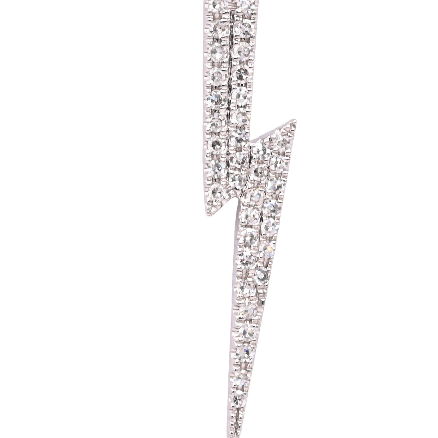 Lightning Bolt Diamond Necklace 14K White Gold with Adjustable Cable Chain 16in, 17in, and 18in 0.09cttw