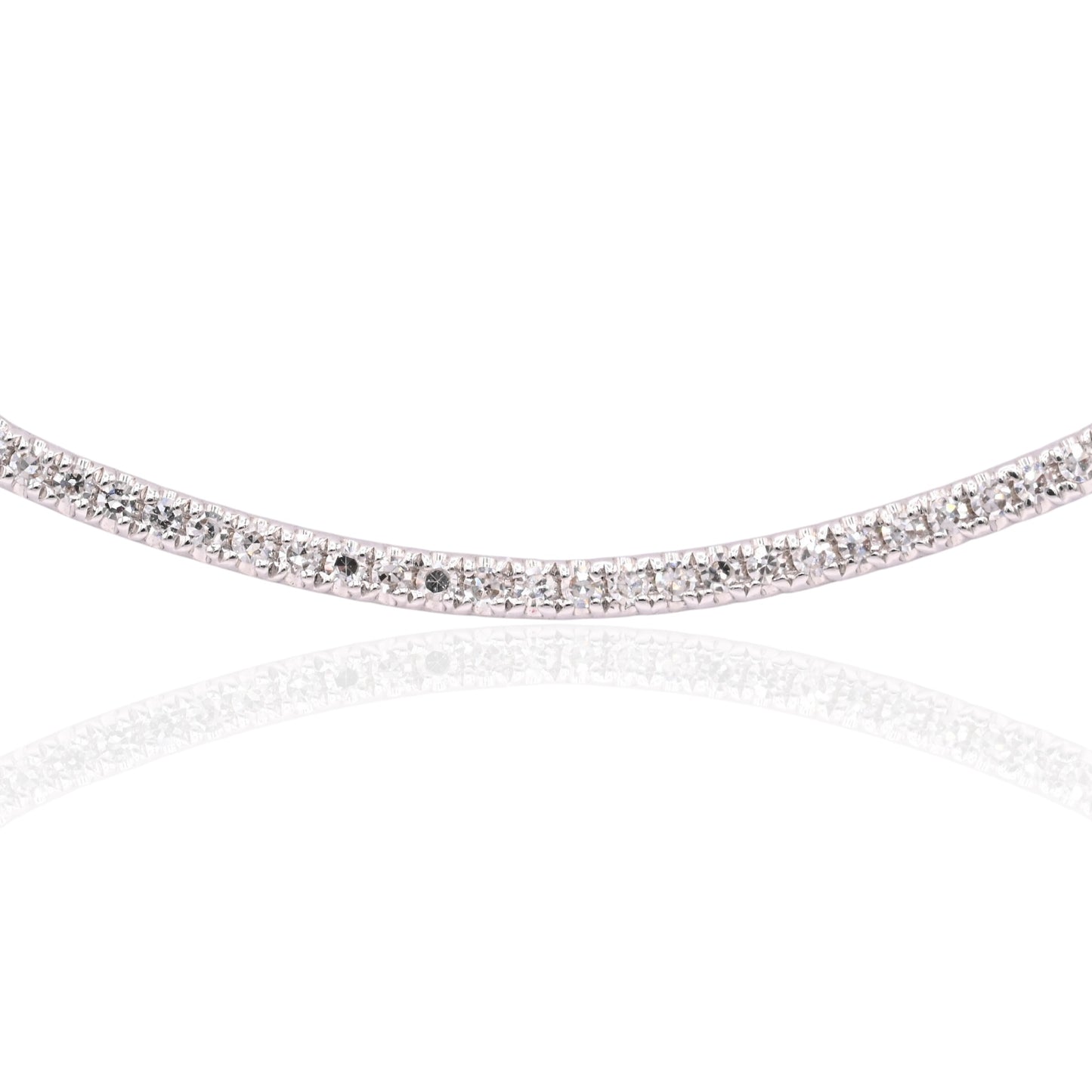 Curve Bar Diamond Necklace 14K White Gold with Adjustable Cable Chain 16in, 17in, and 18in 0.08cttw