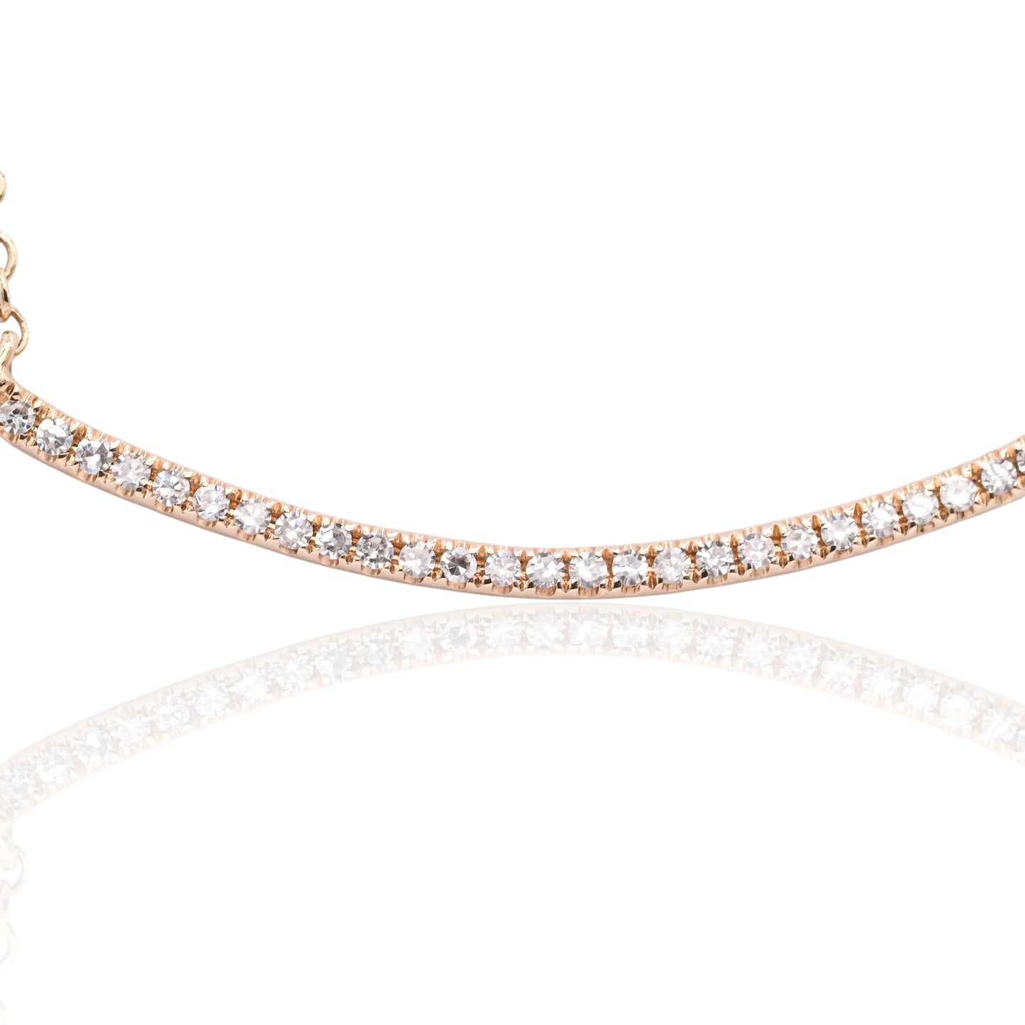 Curved Round Bezel Diamond Necklace 14K Yellow Gold with Adjustable Diamond Cut Paperclip Chain 16in, 17in, and 18in 0.25cttw