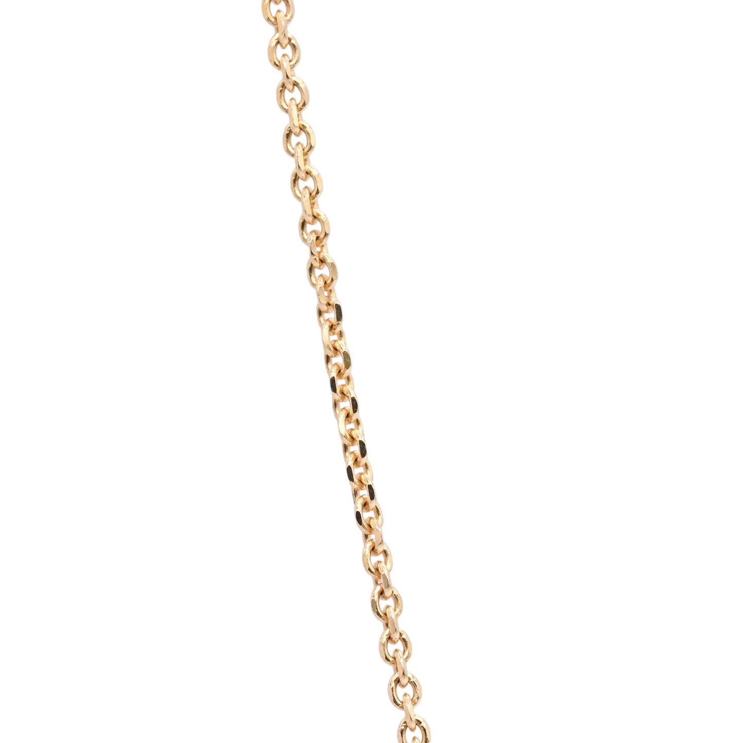 Bezel Station Cubic Zirconia Necklace 14K Yellow Gold with Diamond Cut Cable Chain 16in