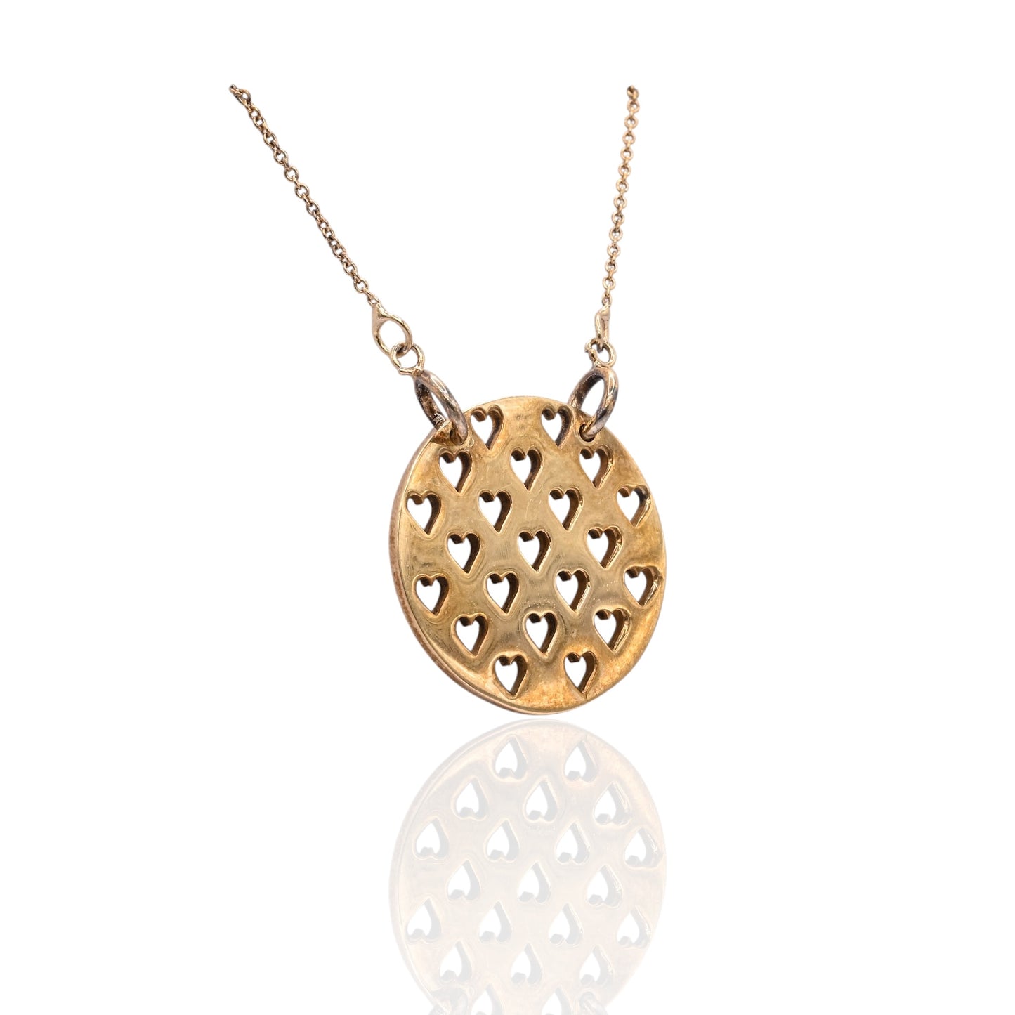 Round Heart Cutout Necklace 14K Yellow Gold 20in (Larrea Original)