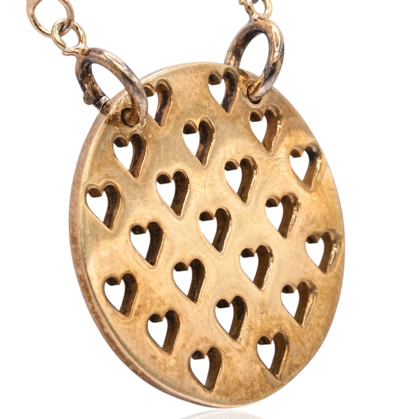 Round Heart Cutout Necklace 14K Yellow Gold 20in (Larrea Original)