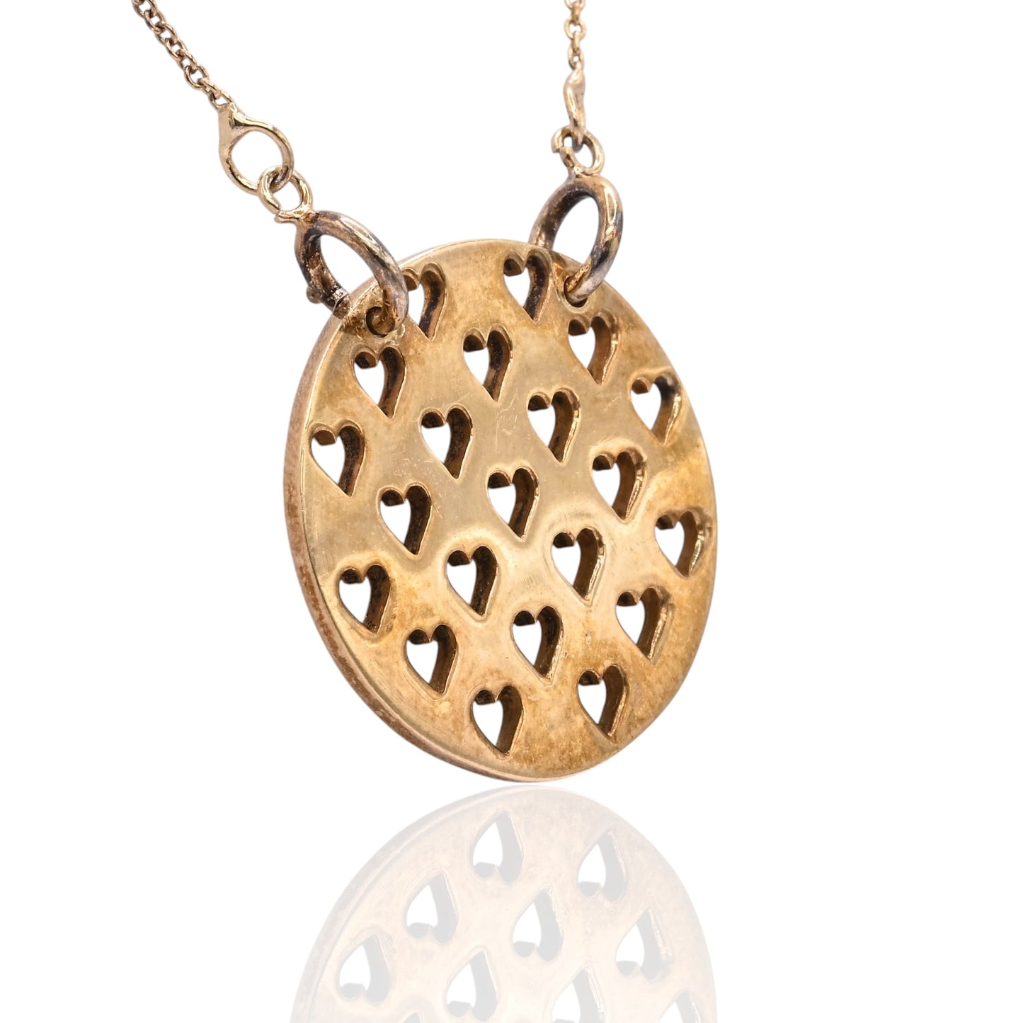 Round Heart Cutout Necklace 14K Yellow Gold 20in (Larrea Original)