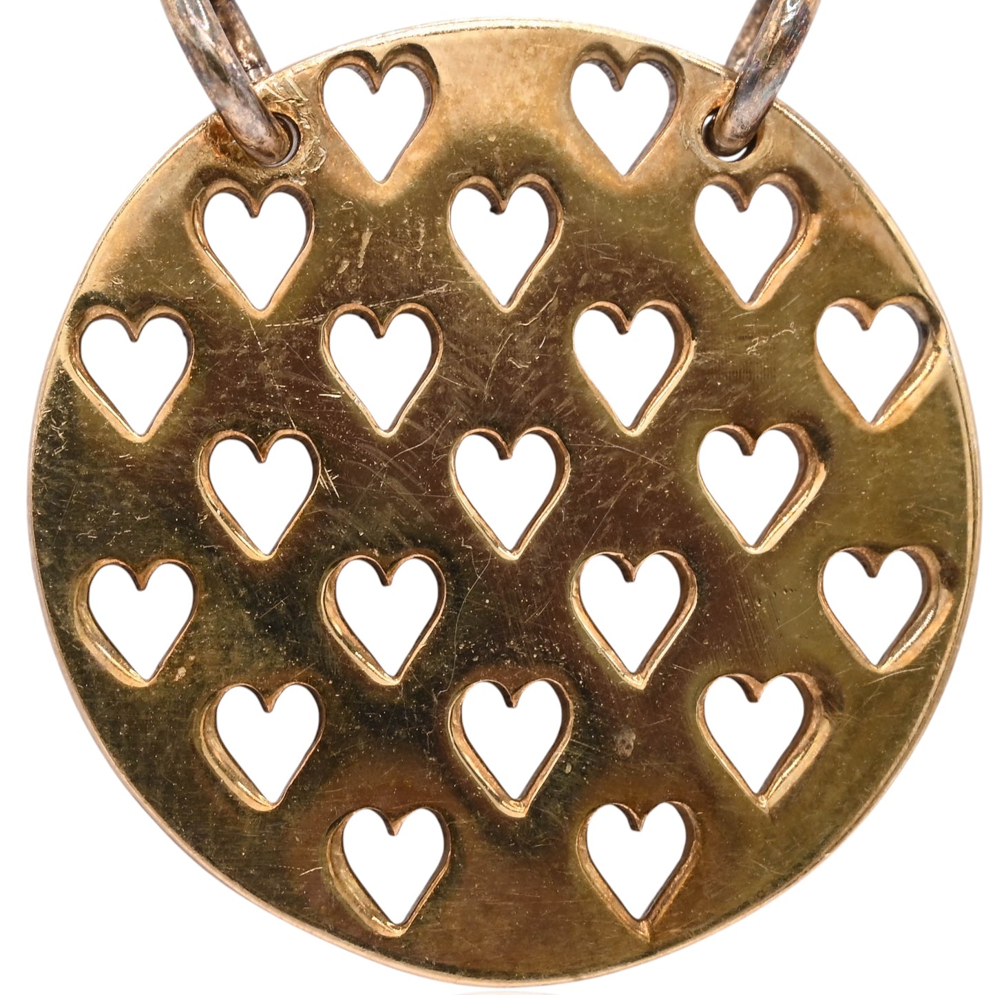 Round Heart Cutout Necklace 14K Yellow Gold 20in (Larrea Original)