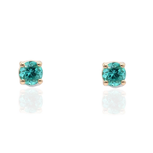 Paraiba Tourmaline Stud Earrings with Screwbacks 14K Yellow Gold 0.50cttw (Larrea Original)