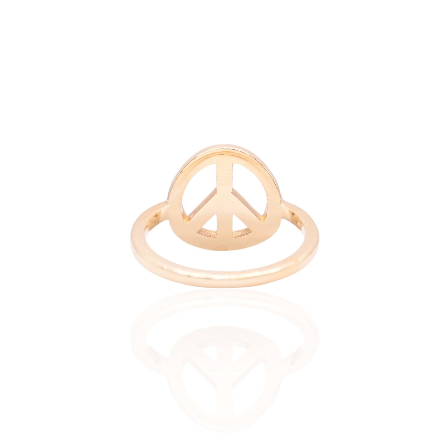 Hammered Peace Sign Ring 14K Yellow Gold Size 9 (Larrea Original)