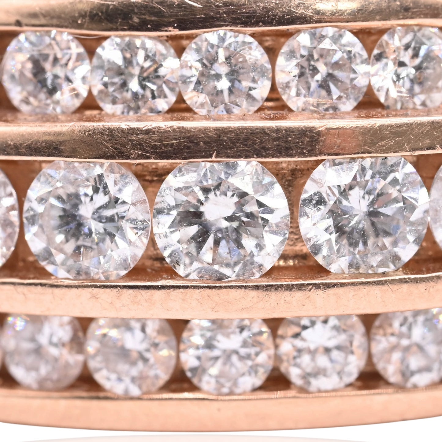 Three Row Diamond Ring 14K Rose Gold Size 9.5 1.84cttw