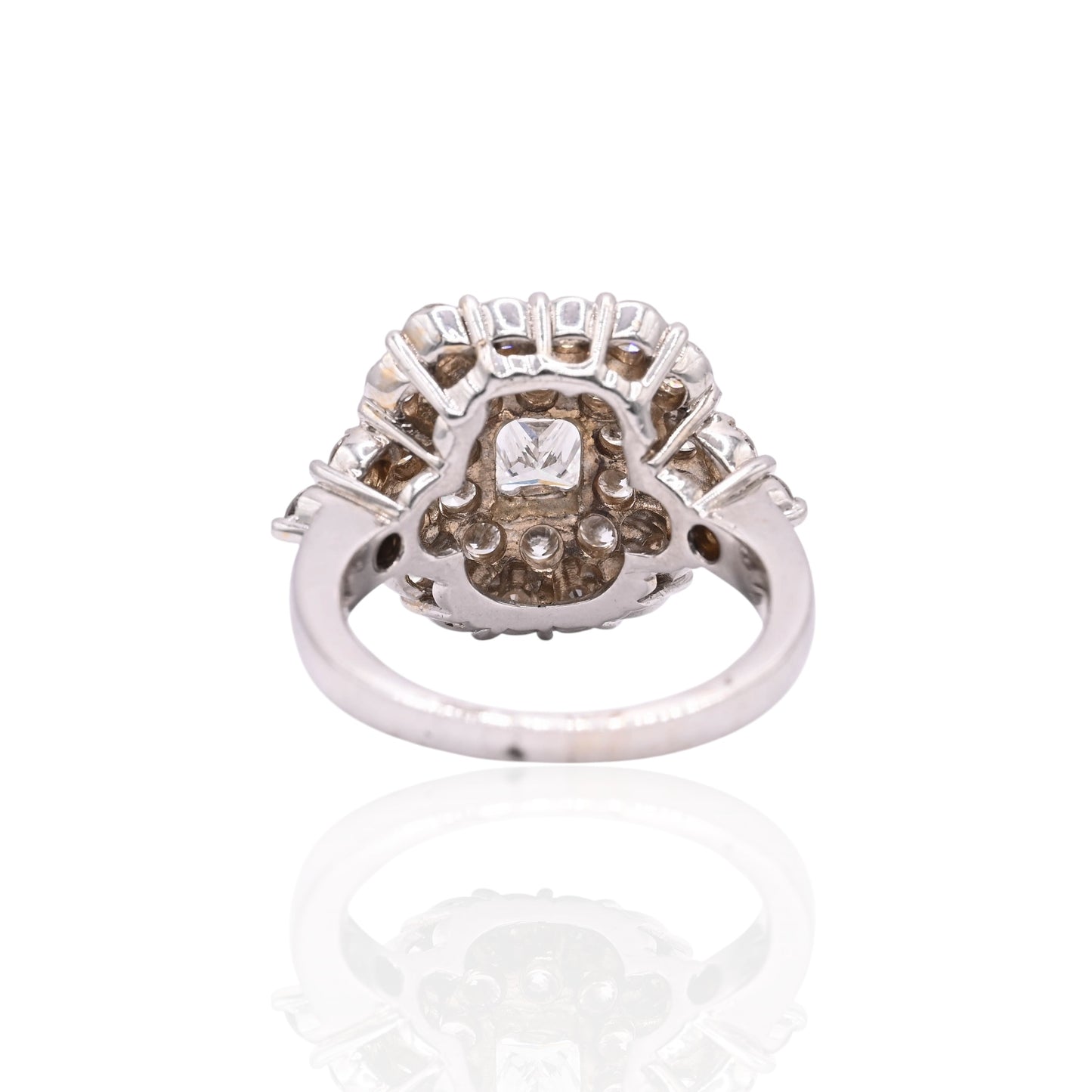Rounded Square Diamond Cocktail Ring 14K White Gold Size 9.25 4.10cttw