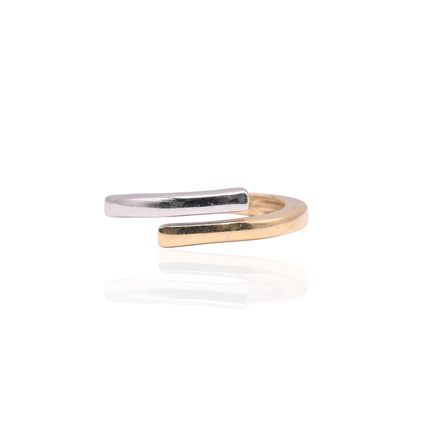 Two Tone Wrap Ring 14K Yellow Gold and White Gold Size 6.5