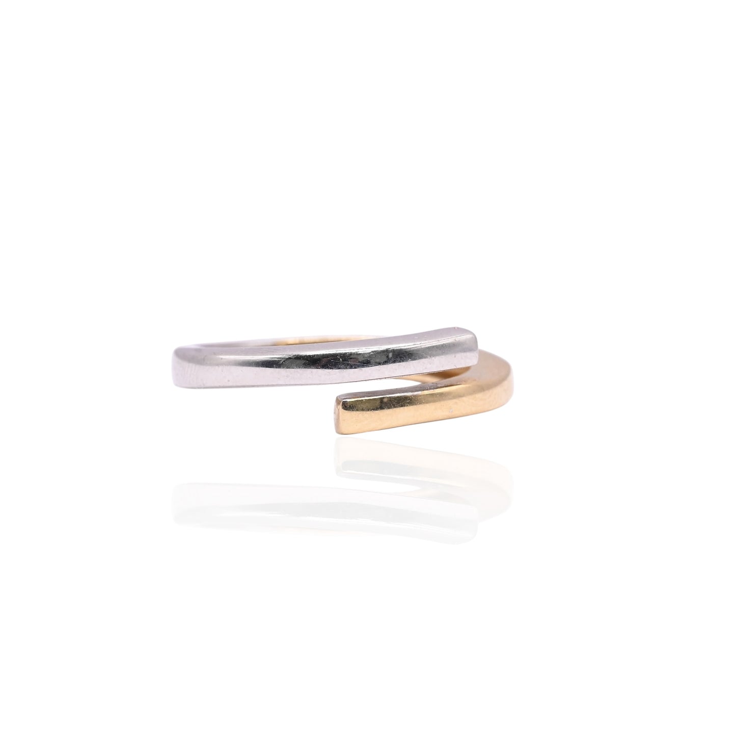 Two Tone Wrap Ring 14K Yellow Gold and White Gold Size 6.5