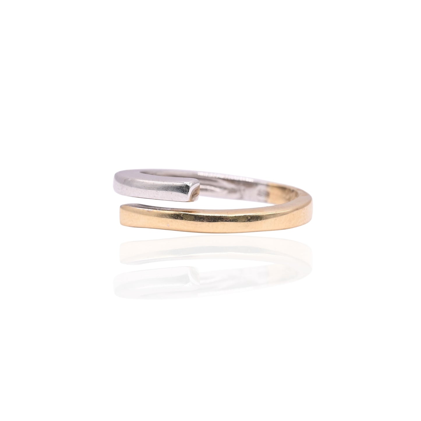 Two Tone Wrap Ring 14K Yellow Gold and White Gold Size 6.5