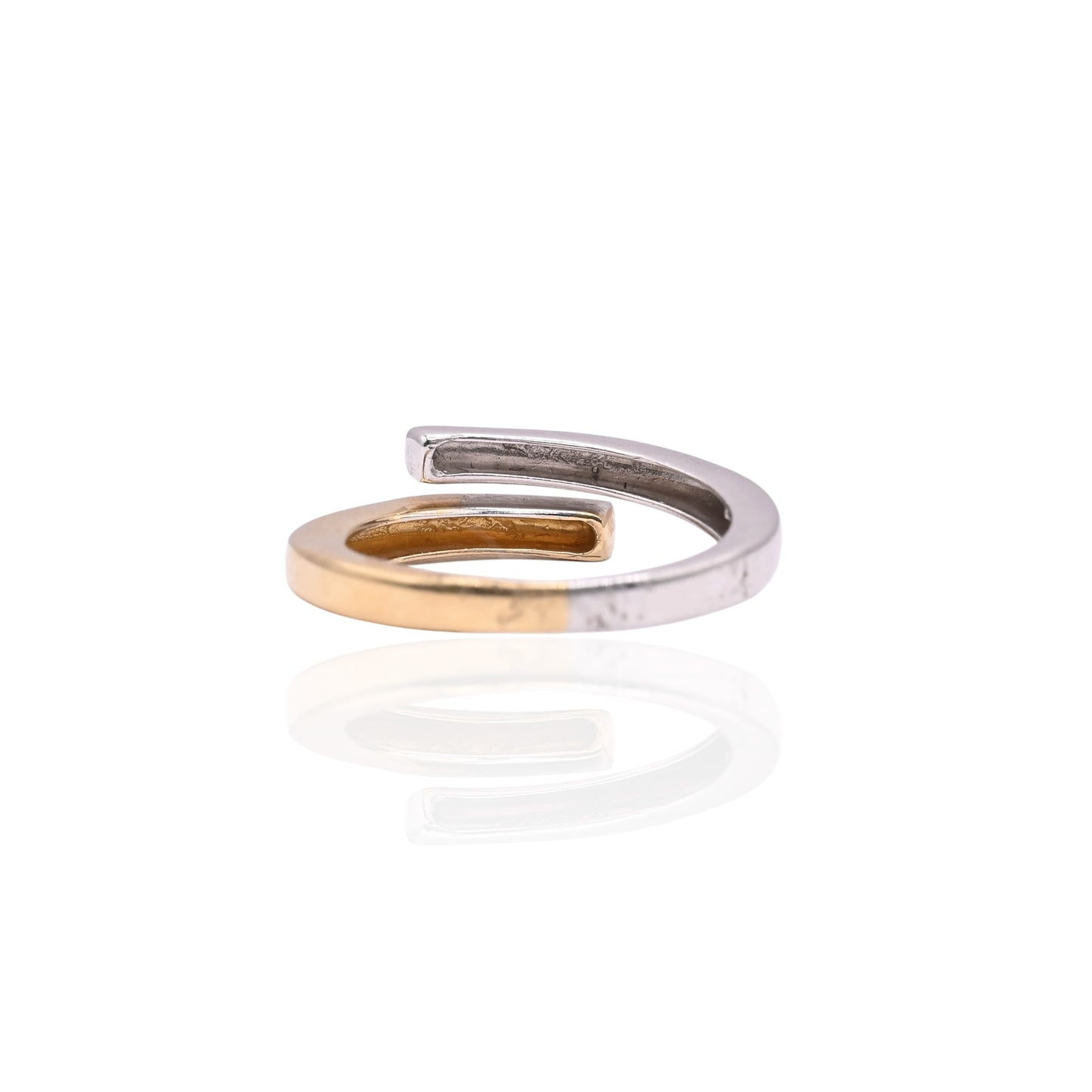 Two Tone Wrap Ring 14K Yellow Gold and White Gold Size 6.5