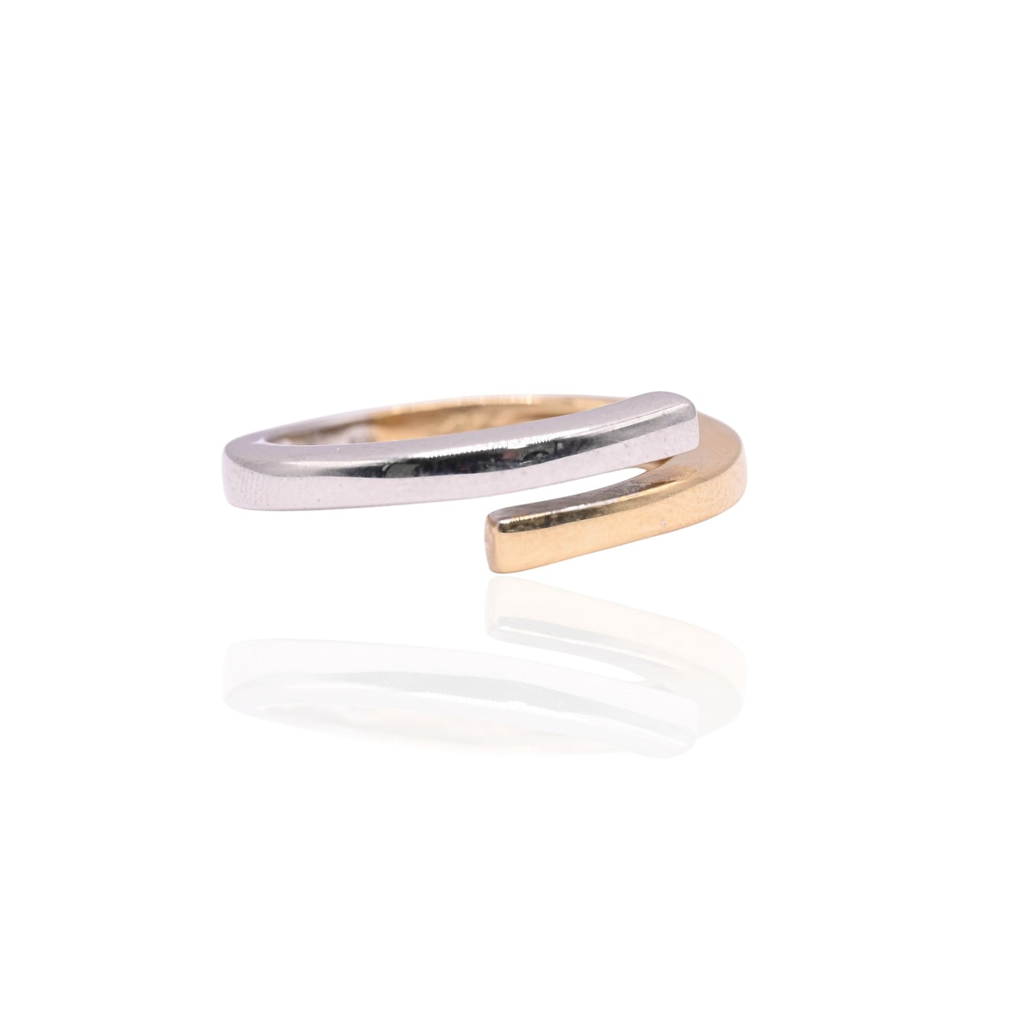 Two Tone Wrap Ring 14K Yellow Gold and White Gold Size 6.5