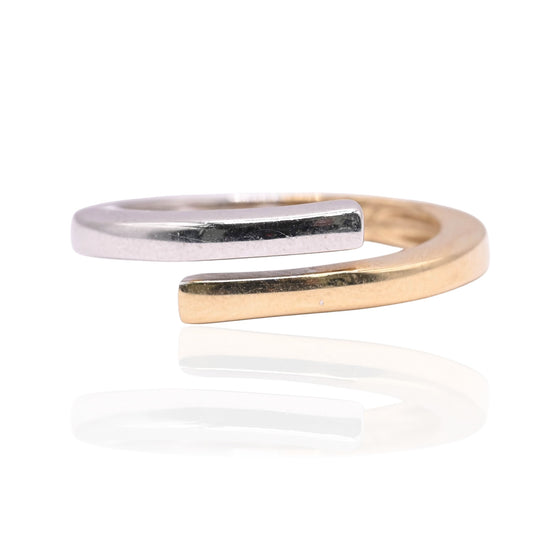 Two Tone Wrap Ring 14K Yellow Gold and White Gold Size 6.5