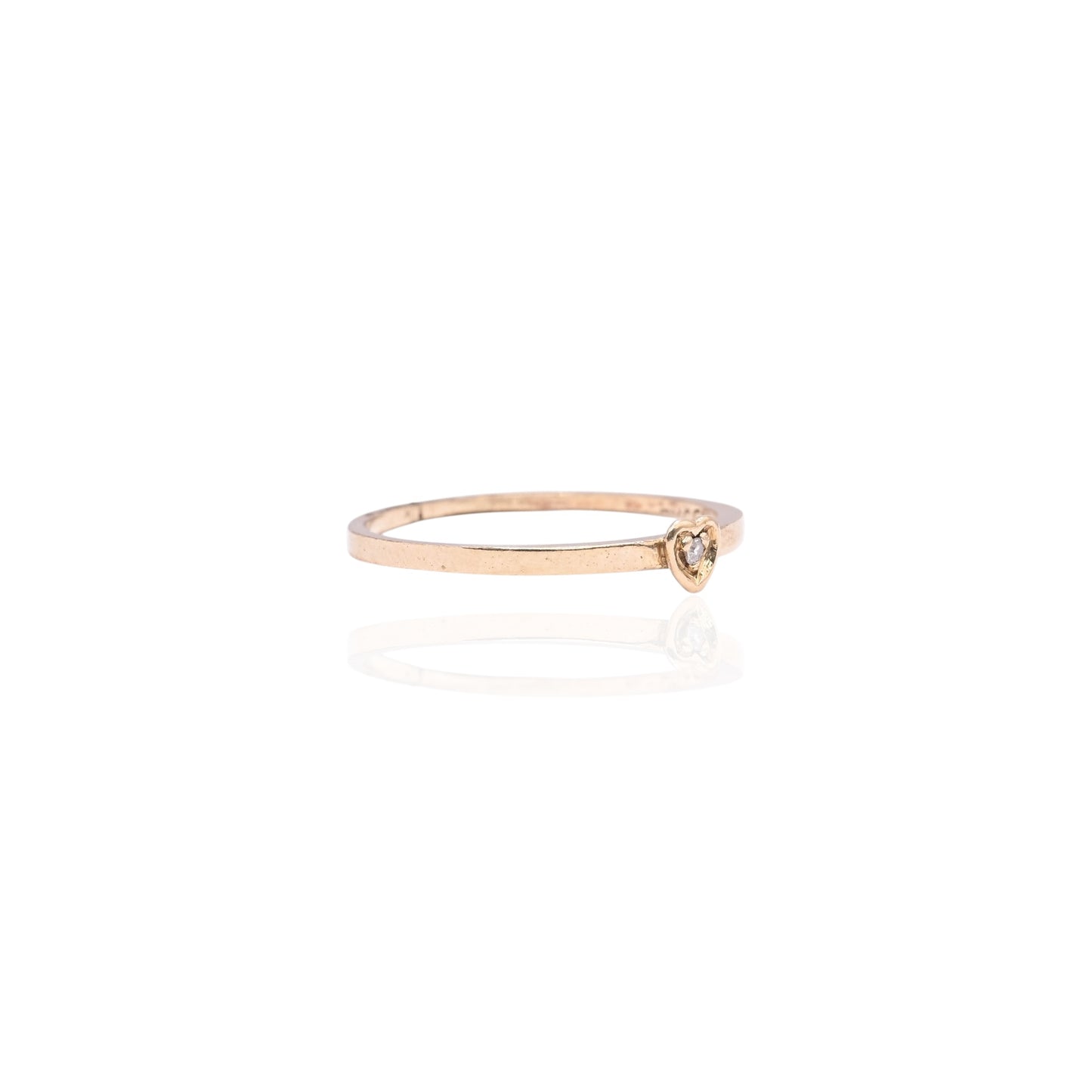 Dainty Heart Ring with Old Mine Cut Diamond 18K Yellow Gold Size 5.5 0.0075cttw