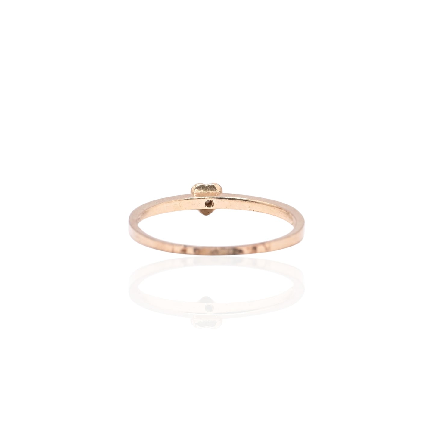 Dainty Heart Ring with Old Mine Cut Diamond 18K Yellow Gold Size 5.5 0.0075cttw