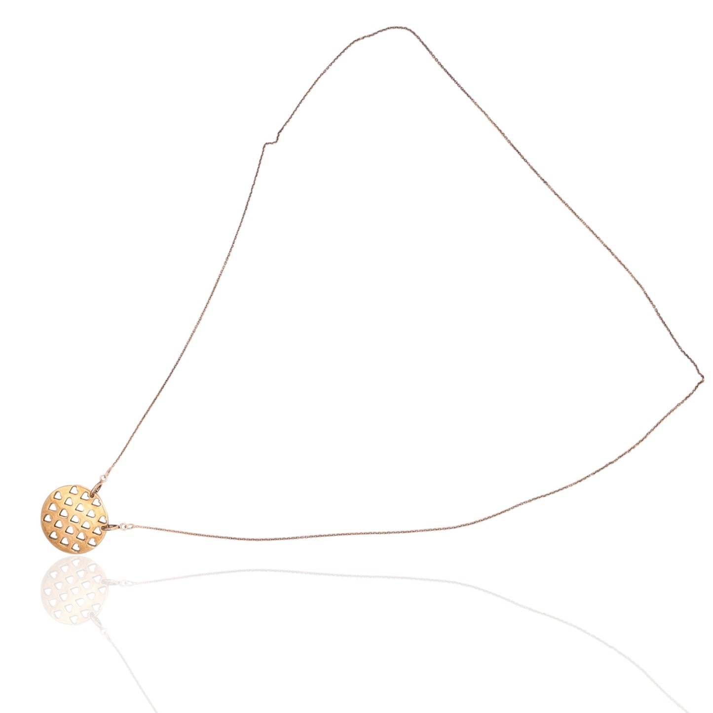 Round Heart Cutout Necklace 14K Yellow Gold 20in (Larrea Original)