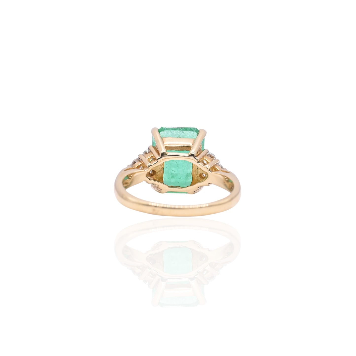 Emerald Ring with Side Diamonds 14K Yellow Gold Size 6 3.00ct Emerald/0.18cttw Diamonds