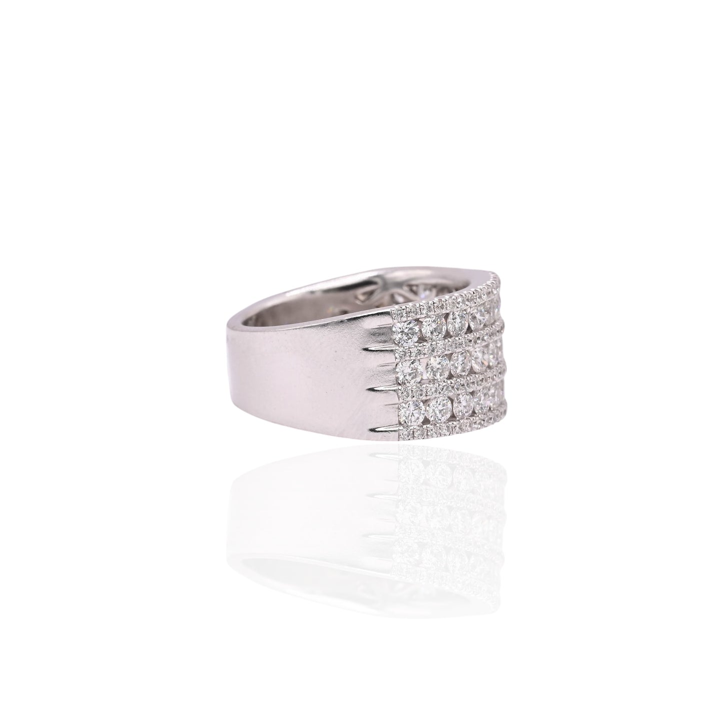 Seven Row Diamond Wedding Band 14K White Gold Ring Size 6.75 10.5mm 1.60cttw