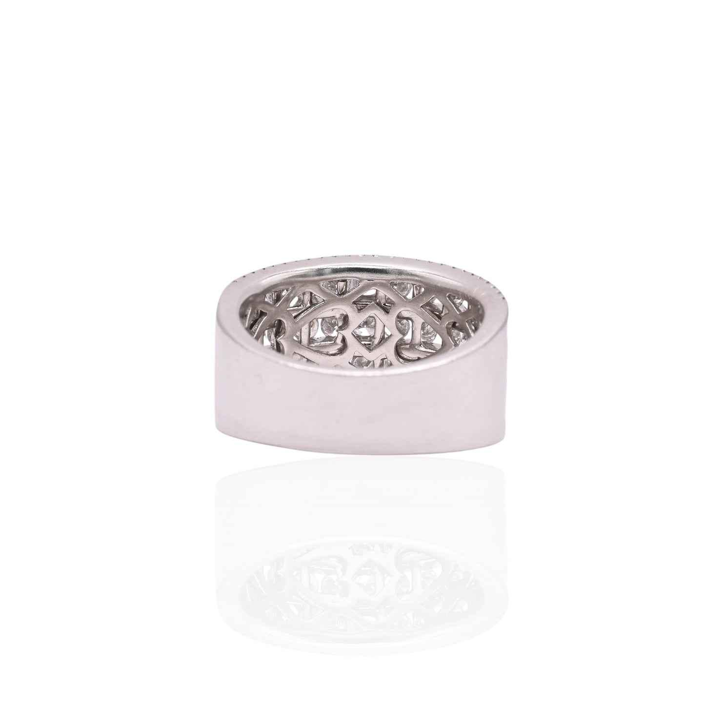 Seven Row Diamond Wedding Band 14K White Gold Ring Size 6.75 10.5mm 1.60cttw