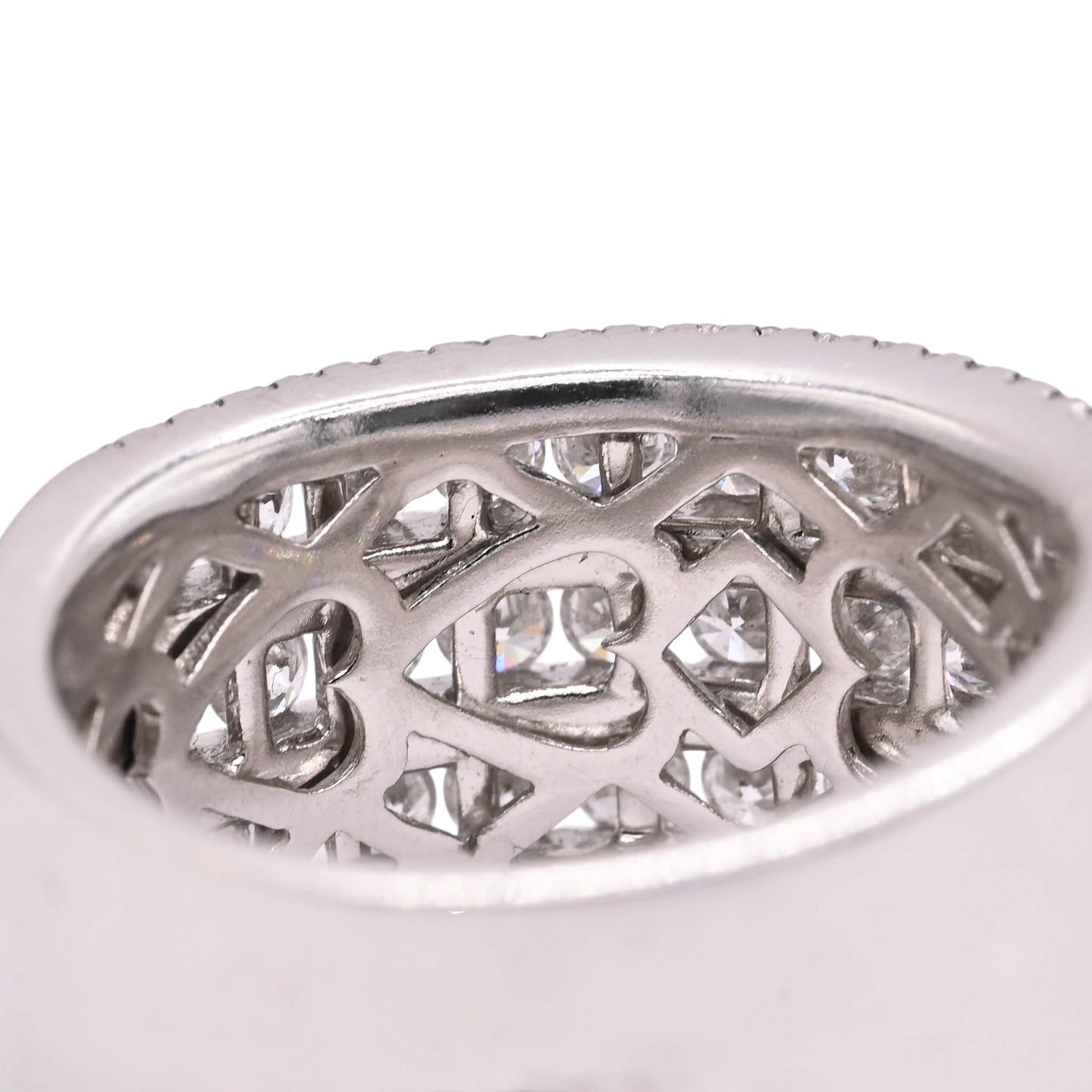 Seven Row Diamond Wedding Band 14K White Gold Ring Size 6.75 10.5mm 1.60cttw