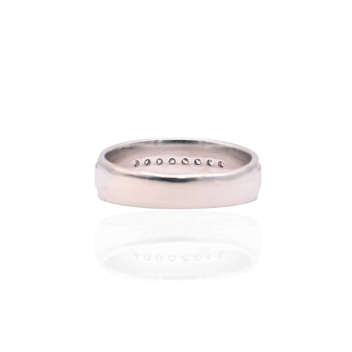 Diamond Wedding Band with Filigree 14K White Gold Ring Size 10.5 6.5mm Wide 0.24cttw