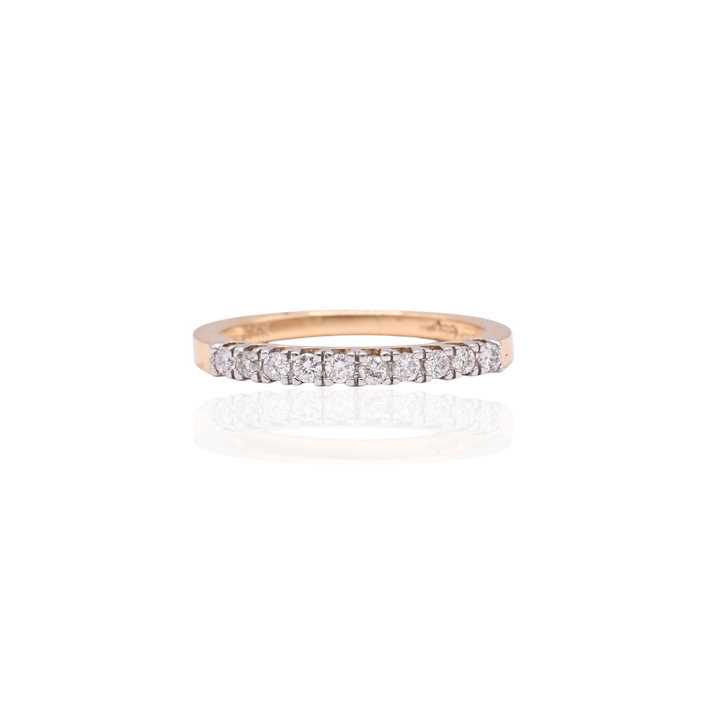 Diamond Wedding Band 14K Yellow Gold Ring Size 6.75 2mm 0.25cttw