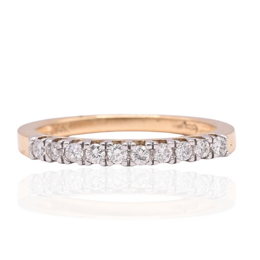 Diamond Wedding Band 14K Yellow Gold Ring Size 6.75 2mm 0.25cttw