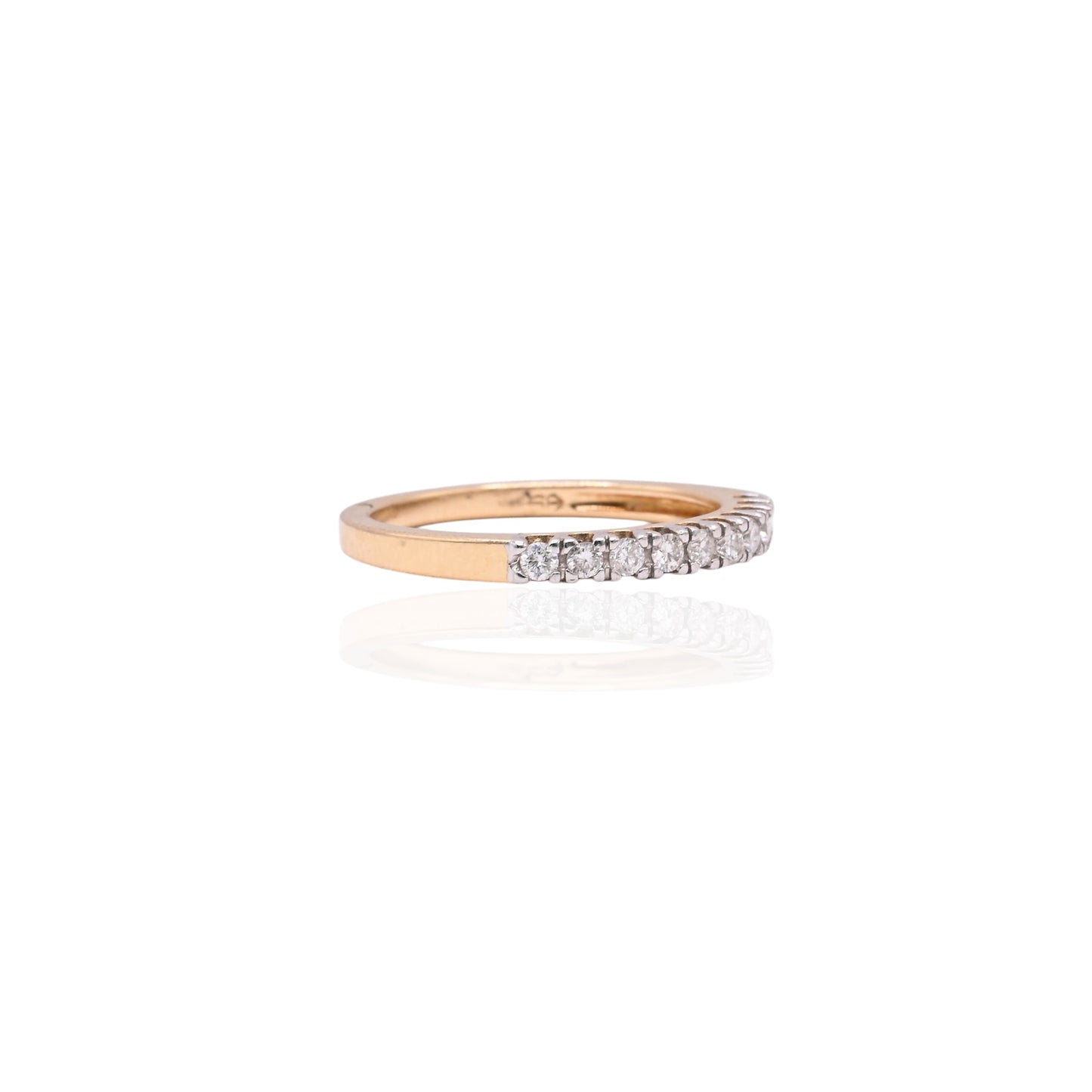 Diamond Wedding Band 14K Yellow Gold Ring Size 6.75 2mm 0.25cttw