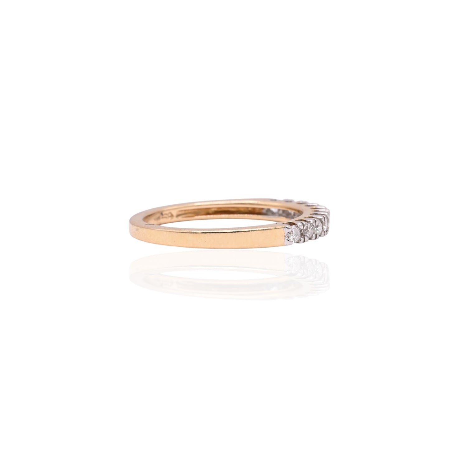 Diamond Wedding Band 14K Yellow Gold Ring Size 6.75 2mm 0.25cttw