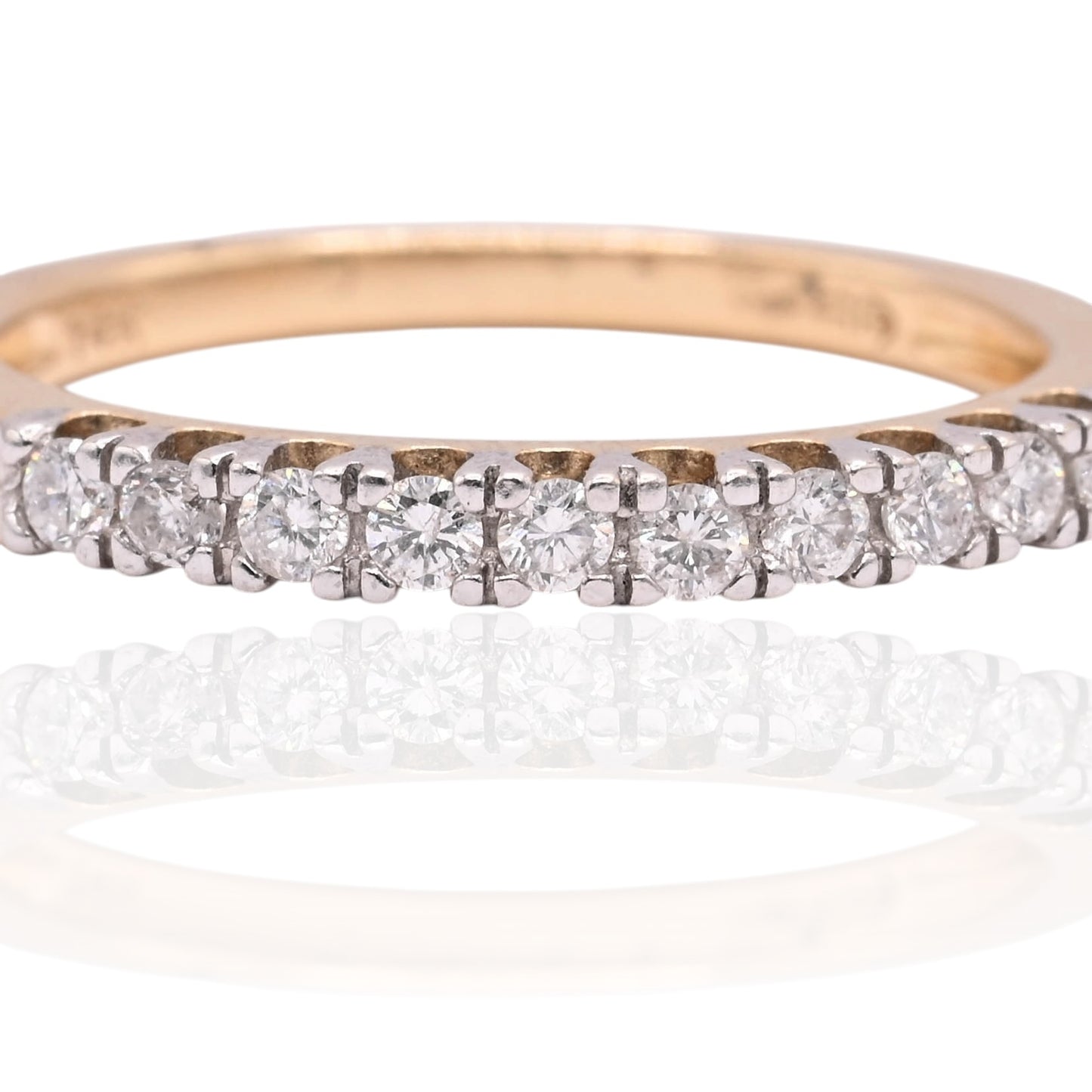 Diamond Wedding Band 14K Yellow Gold Ring Size 6.75 2mm 0.25cttw