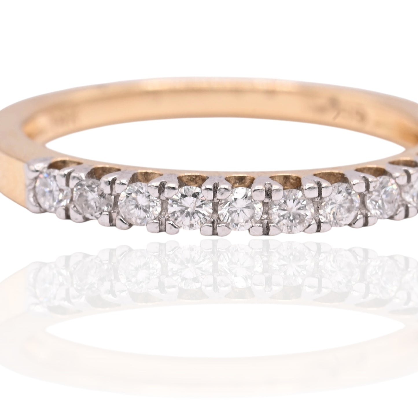Diamond Wedding Band 14K Yellow Gold Ring Size 6.75 2mm 0.25cttw