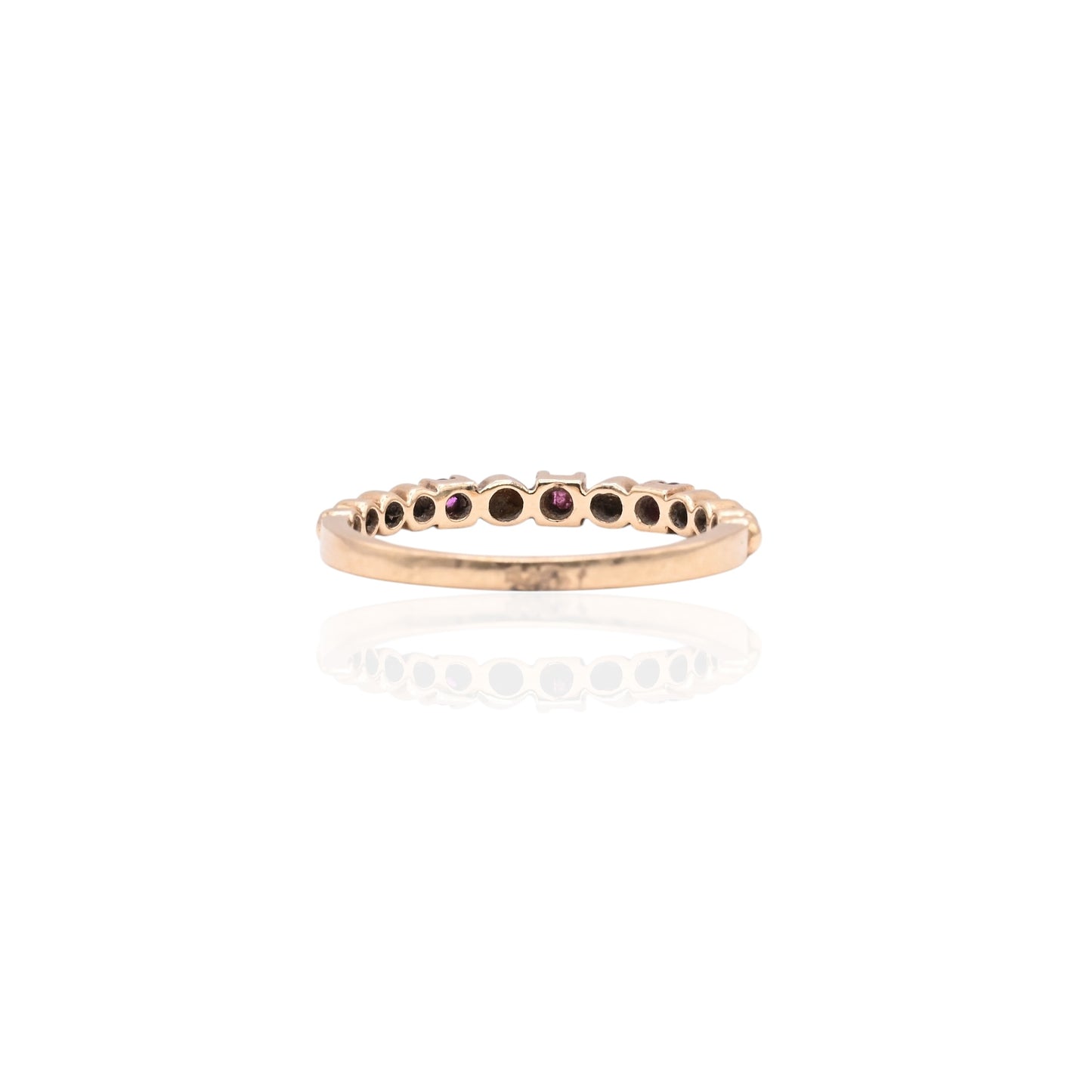 Beaded Wedding Band with Rubies Ring 14K Yellow Gold Size 5.75 2mm 0.09cttw