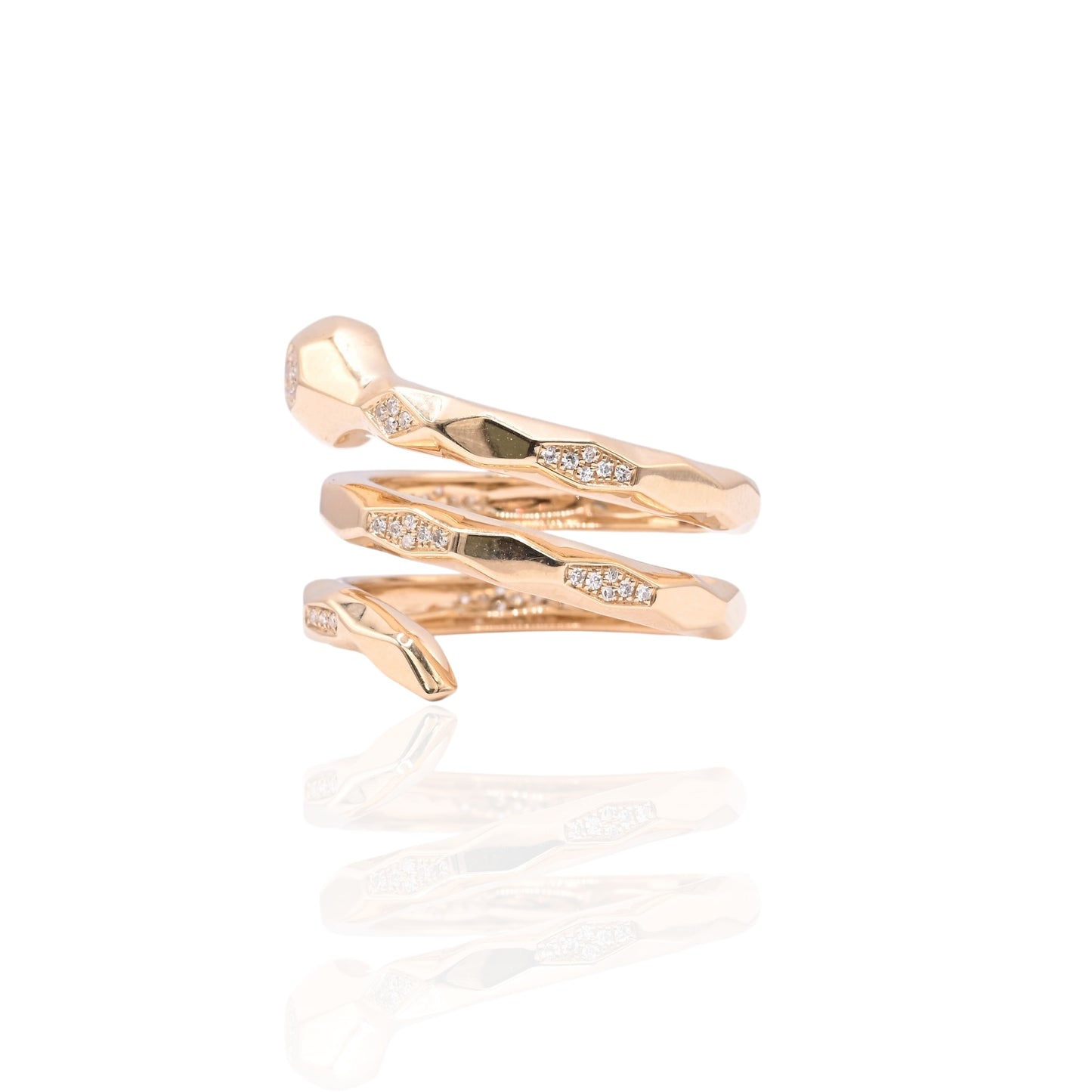 Emerald and Diamond Wrap Snake Ring 14K Yellow Gold Size 7.5 0.07cttw Emerald/0.15cttw Diamonds