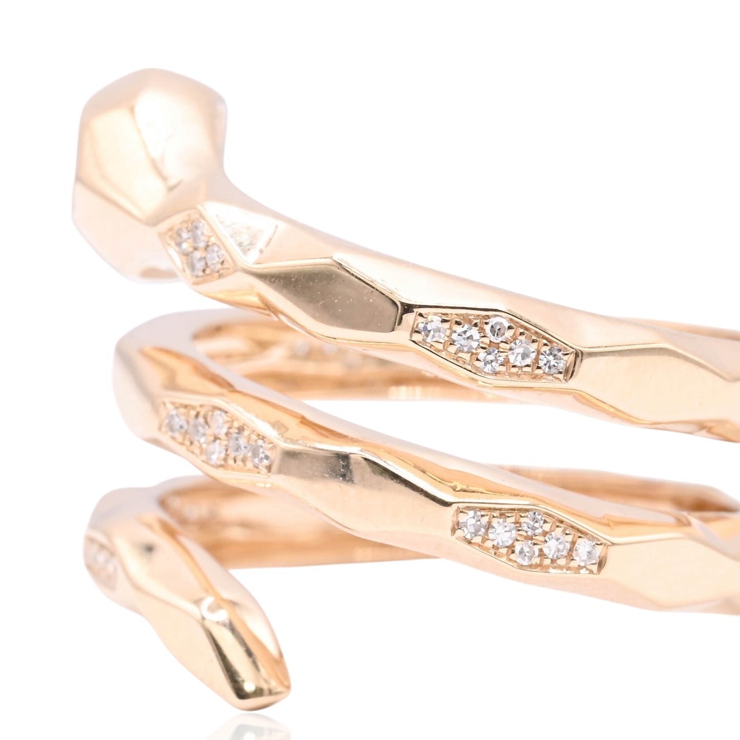 Emerald and Diamond Wrap Snake Ring 14K Yellow Gold Size 7.5 0.07cttw Emerald/0.15cttw Diamonds
