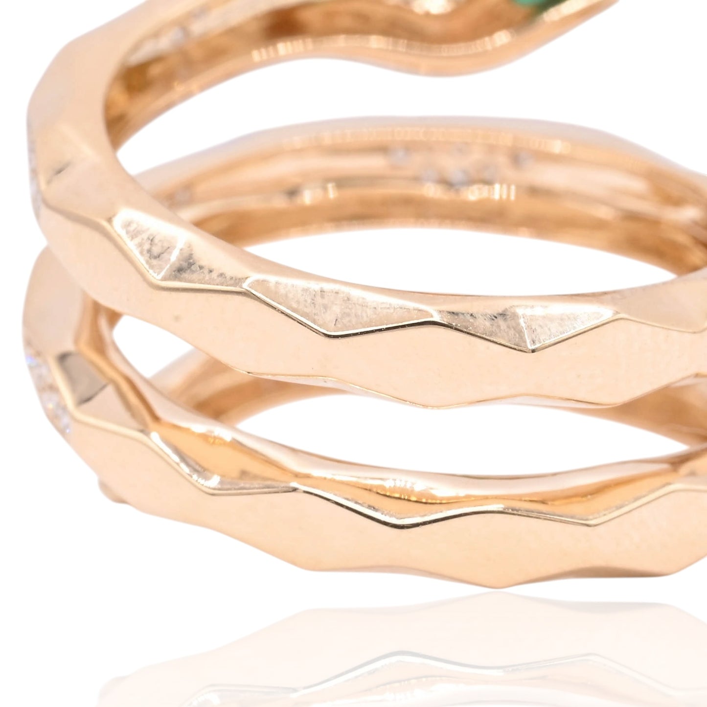 Emerald and Diamond Wrap Snake Ring 14K Yellow Gold Size 7.5 0.07cttw Emerald/0.15cttw Diamonds