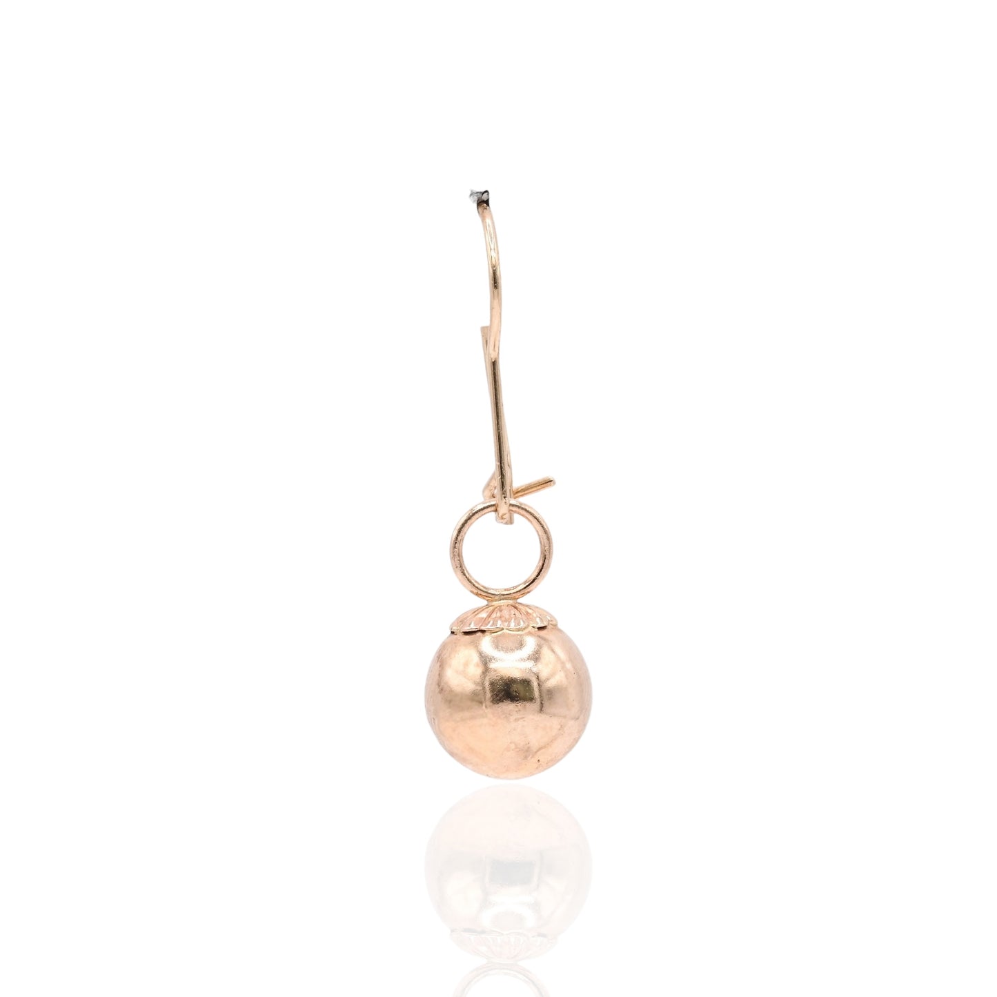 Drop Ball Dangle Earrings with Kidney Wire 14K Yellow Gold 9mm x 9mm