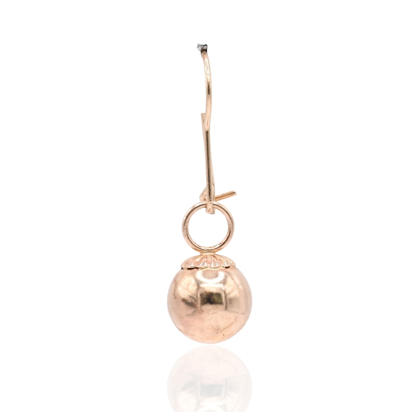 Drop Ball Dangle Earrings with Kidney Wire 14K Yellow Gold 9mm x 9mm