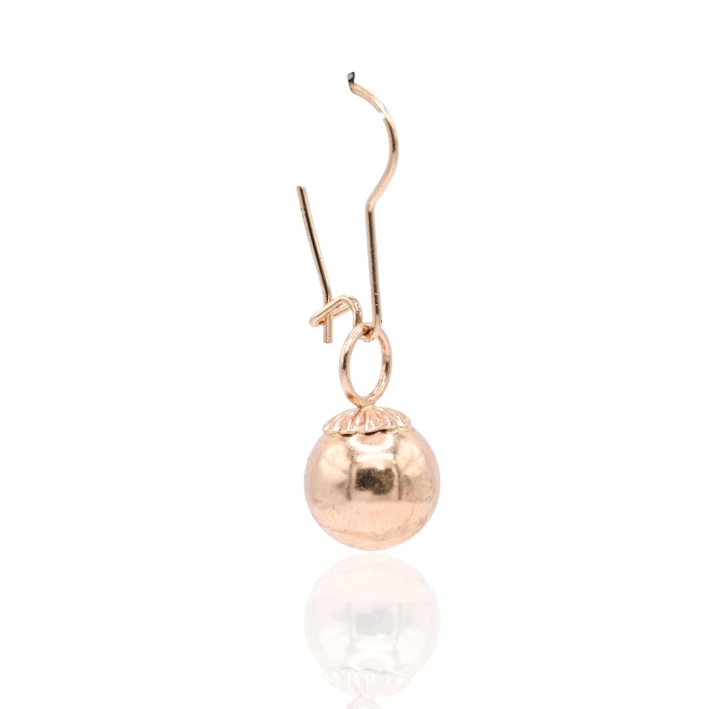 Drop Ball Dangle Earrings with Kidney Wire 14K Yellow Gold 9mm x 9mm