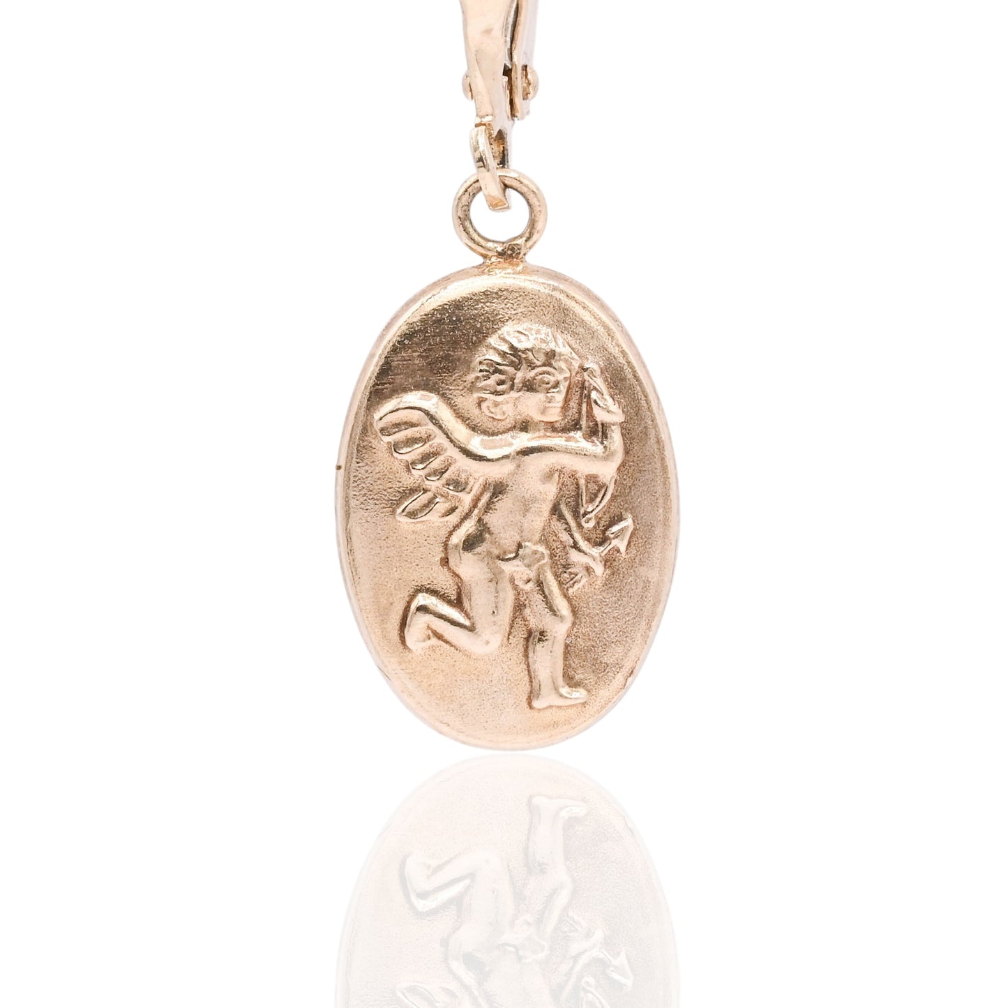 Cupid Angel Dangle Earrings with Lever Backs 14K Yellow Gold