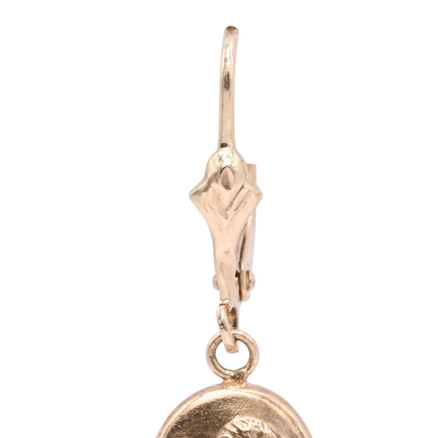 Cupid Angel Dangle Earrings with Lever Backs 14K Yellow Gold