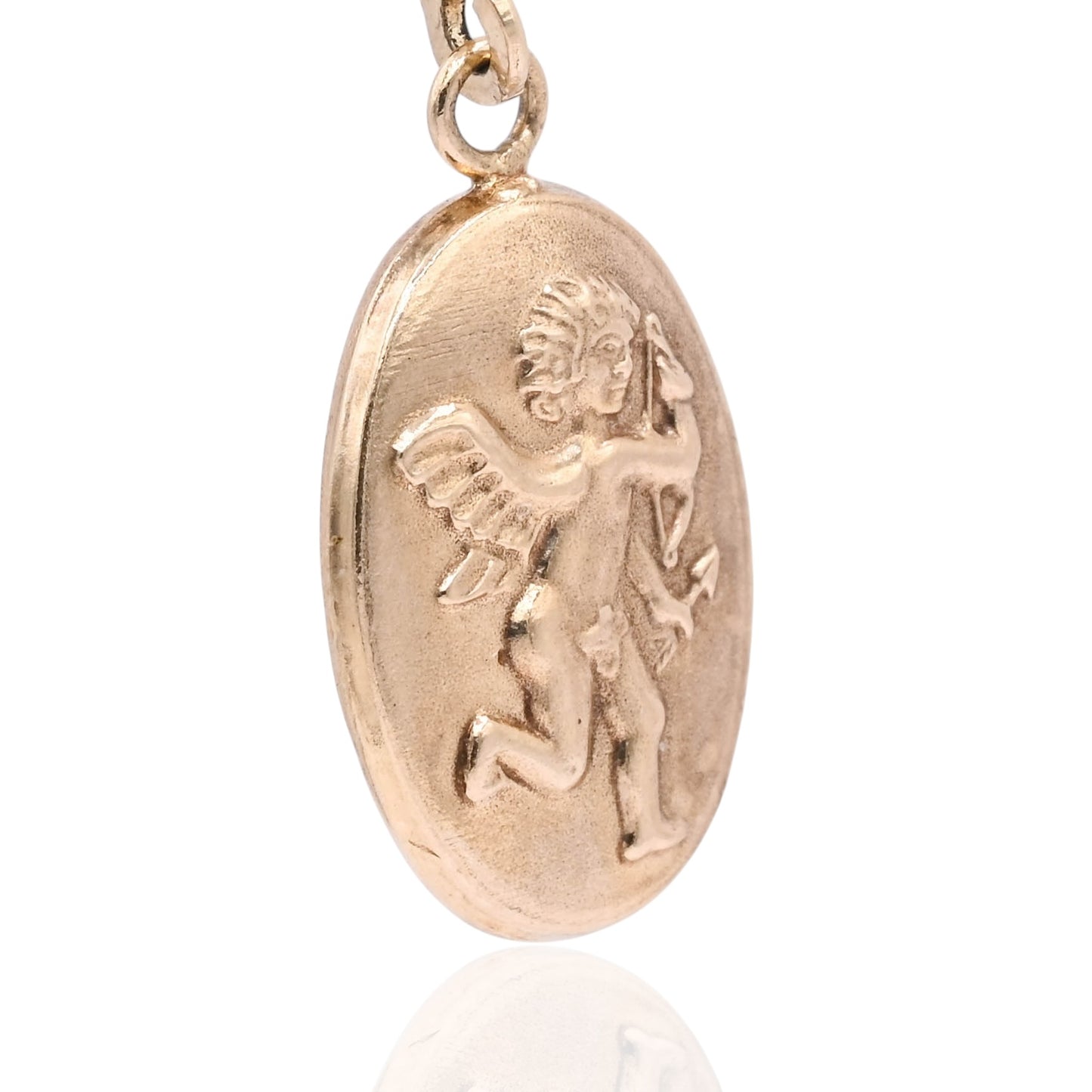 Cupid Angel Dangle Earrings with Lever Backs 14K Yellow Gold