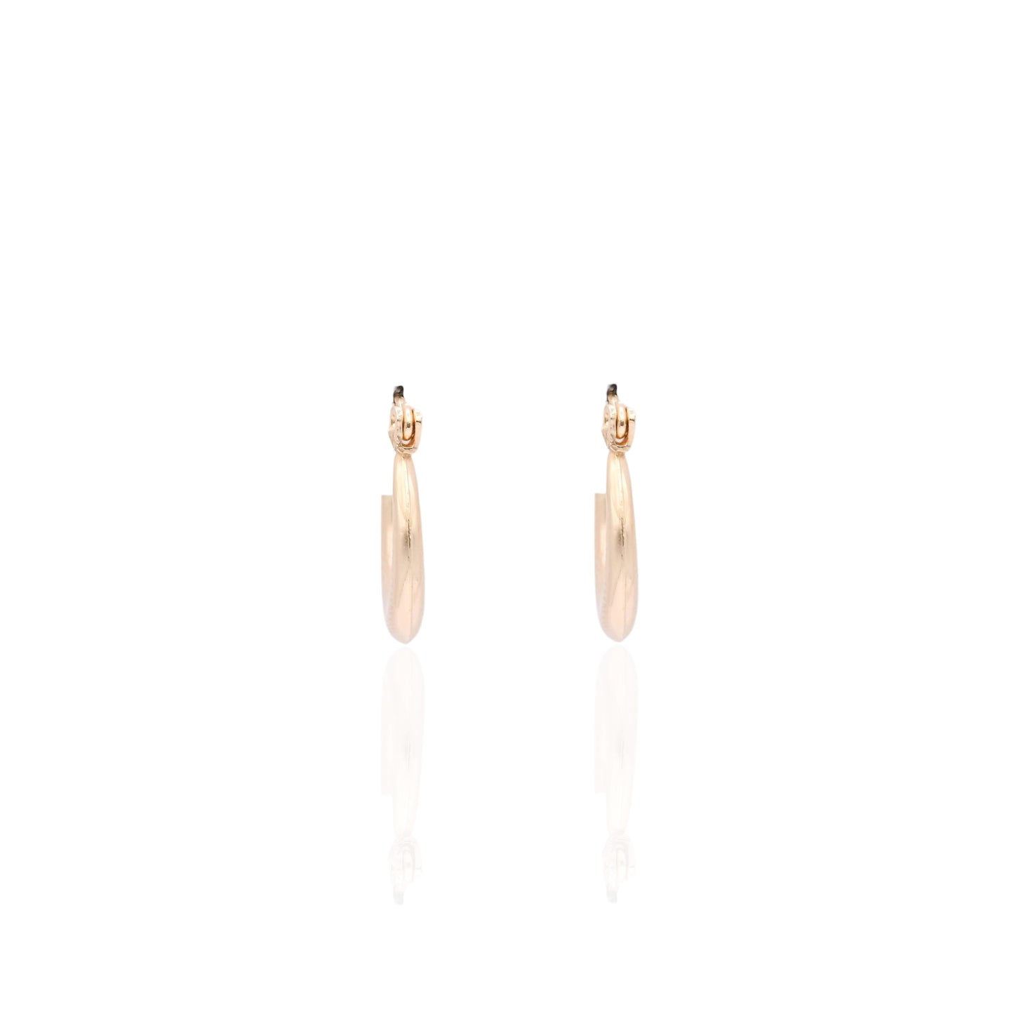Puffed Round Hoops with Hinge Closure Earrings 14K Yellow Gold Thickness 2.54mm/Diameter 14.46mm