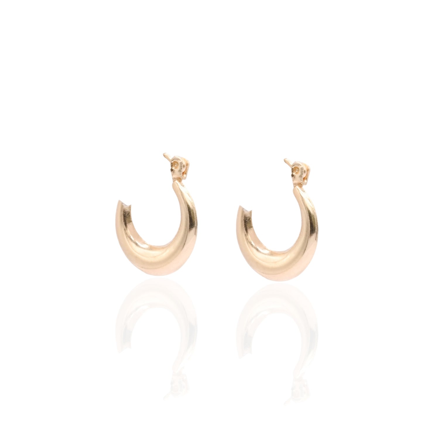 Puffed Round Hoops with Hinge Closure Earrings 14K Yellow Gold Thickness 2.54mm/Diameter 14.46mm