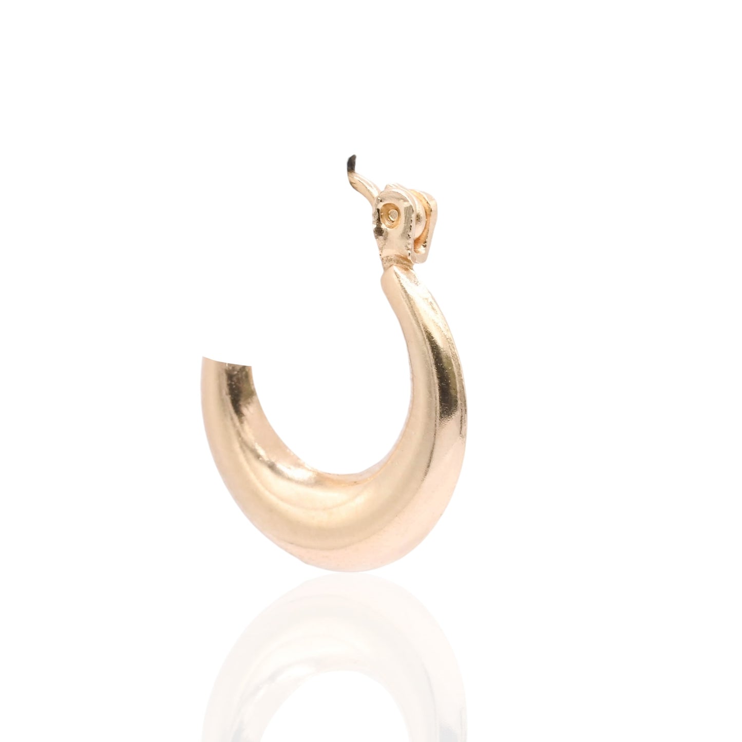 Puffed Round Hoops with Hinge Closure Earrings 14K Yellow Gold Thickness 2.54mm/Diameter 14.46mm